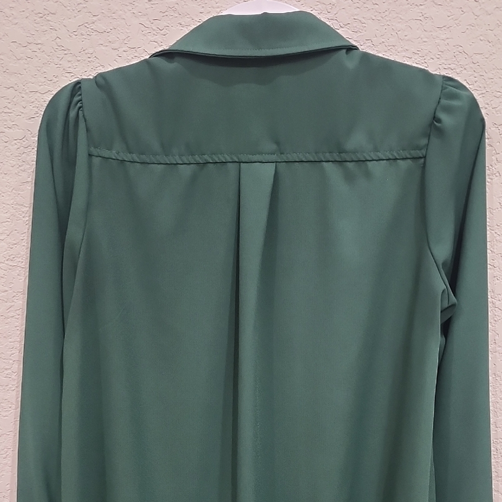 Tuckernuck Hunter Green Preppy Crepe Callahan Shirt Mini Dress Quiet Lux Ruffle - Picture 9 of 12